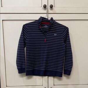Vineyard Vines Navy and White Striped quarter zip.